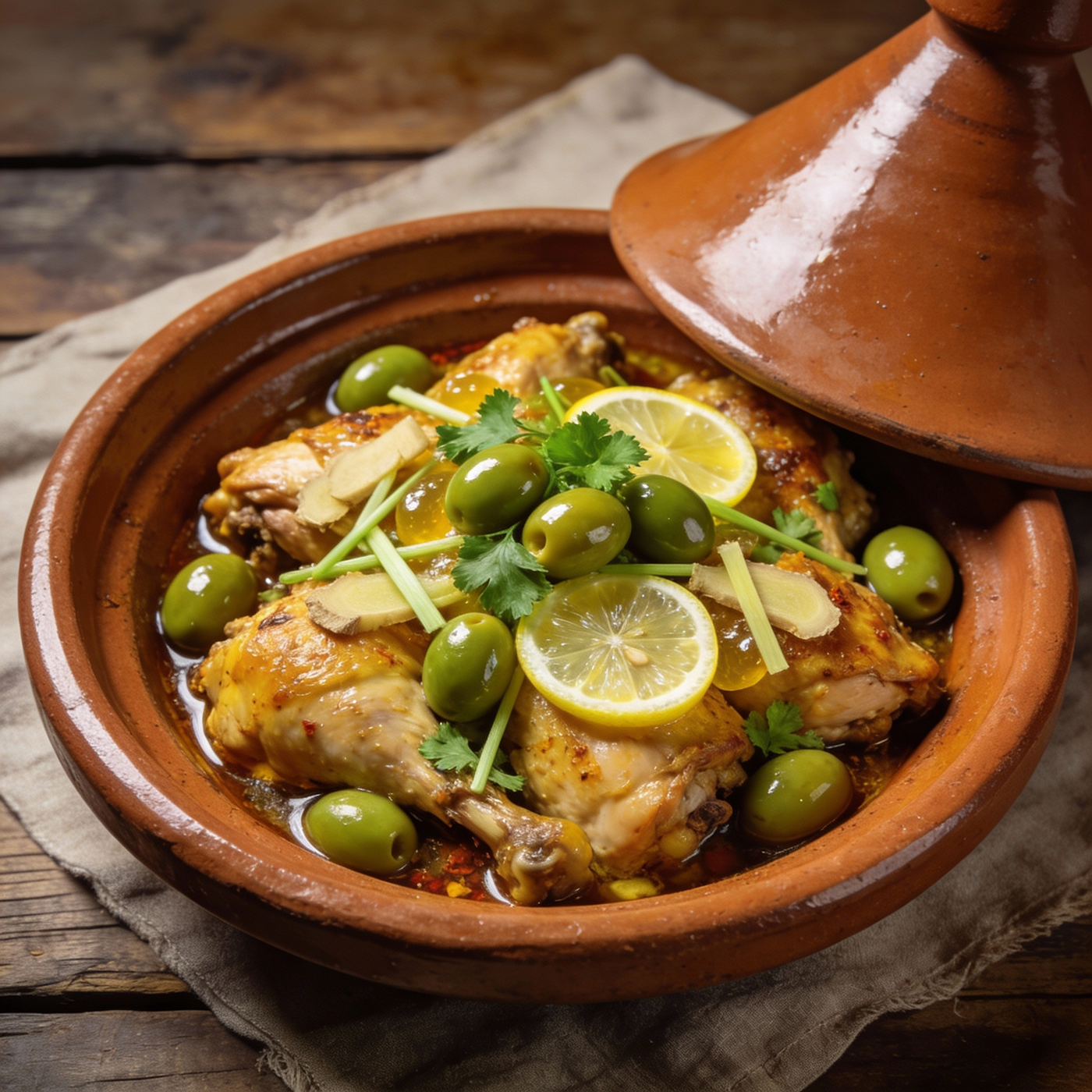 Tajine poulet citron et olives